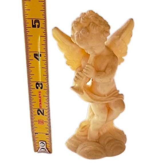 Cherub Angel Figure Playing Flute Darmil Composite Acrylic Patina Baroque Rococo - Picture 2 of 15